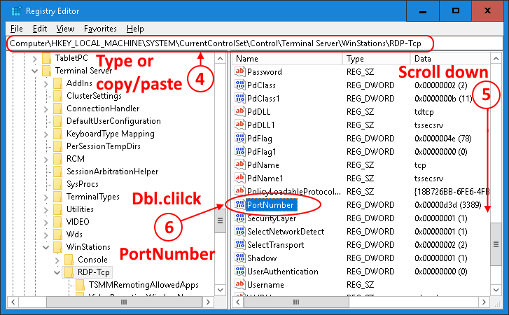 RDP port change