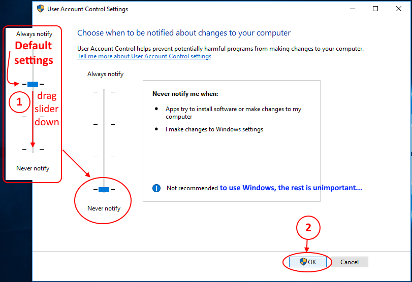 Disable UAC
